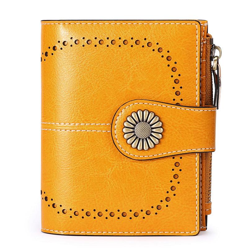 Vintage Style Small Wallet with Card Slots & Zipper Pocket