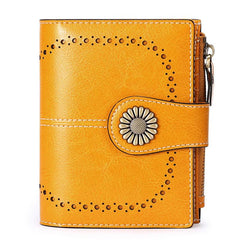 Vintage Style Small Wallet with Card Slots & Zipper Pocket