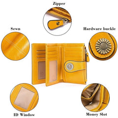 Vintage Style Small Wallet with Card Slots & Zipper Pocket