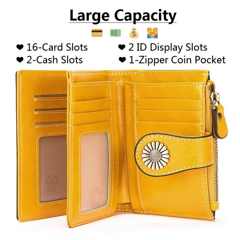 Vintage Style Small Wallet with Card Slots & Zipper Pocket