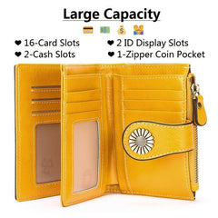 Vintage Style Small Wallet with Card Slots & Zipper Pocket