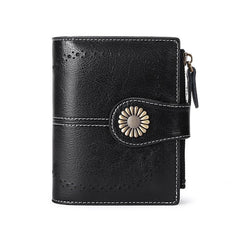 Vintage Style Small Wallet with Card Slots & Zipper Pocket