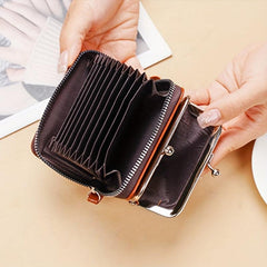 Vintage Coin Purse Leather Wallet Kiss Lock Credit Card Organizer