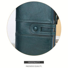 Solid Zipper Long Wallet PU Leather Large Capacity Card Slot Purse