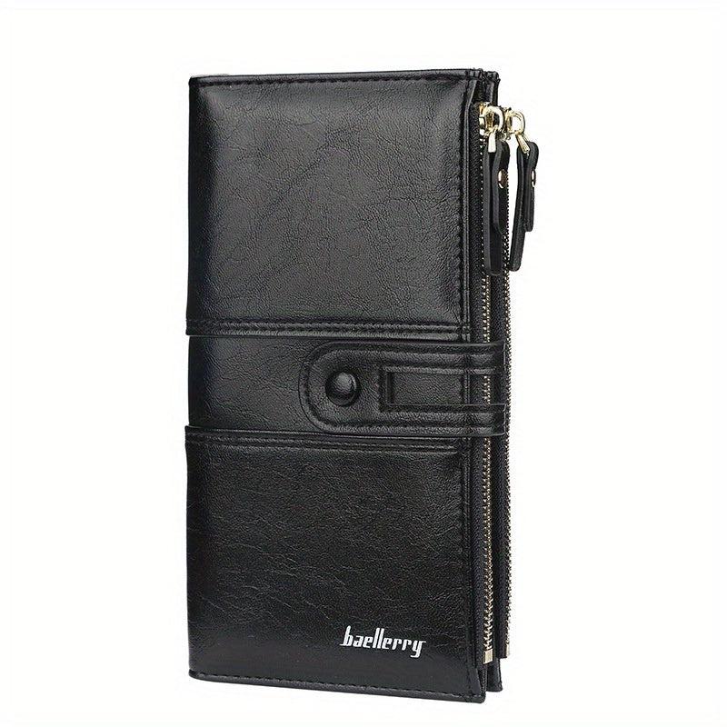 Solid Zipper Long Wallet PU Leather Large Capacity Card Slot Purse