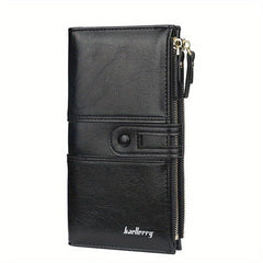 Solid Zipper Long Wallet PU Leather Large Capacity Card Slot Purse