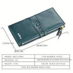 Solid Zipper Long Wallet PU Leather Large Capacity Card Slot Purse