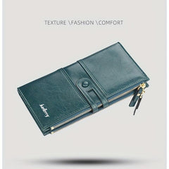 Solid Zipper Long Wallet PU Leather Large Capacity Card Slot Purse
