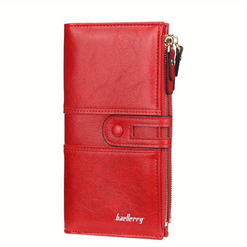 Solid Zipper Long Wallet PU Leather Large Capacity Card Slot Purse
