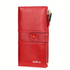 Solid Zipper Long Wallet PU Leather Large Capacity Card Slot Purse