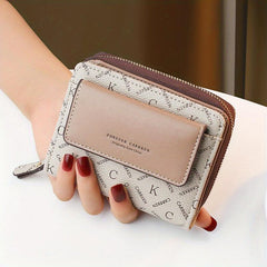 Women's Letter Print Short Wallet Bifold Coin Purse with Card Slots