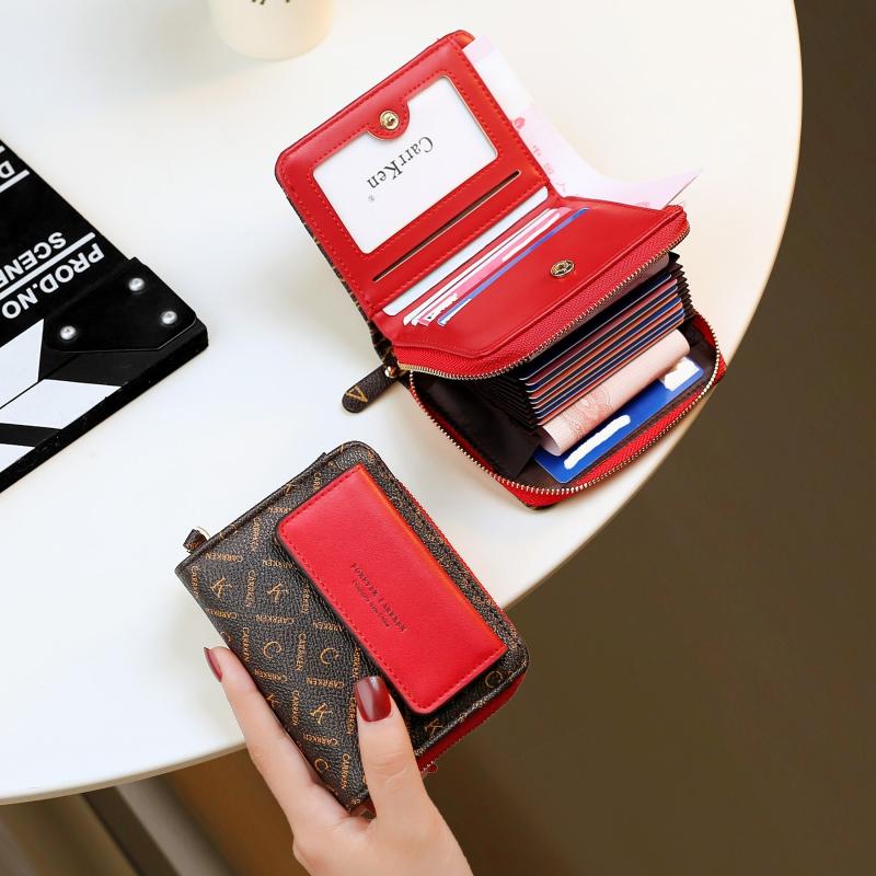 Women's Letter Print Short Wallet Bifold Coin Purse with Card Slots