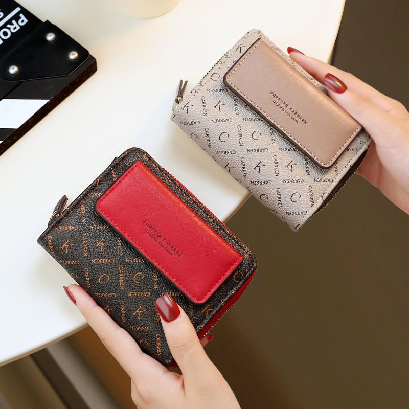 Women's Letter Print Short Wallet Bifold Coin Purse with Card Slots
