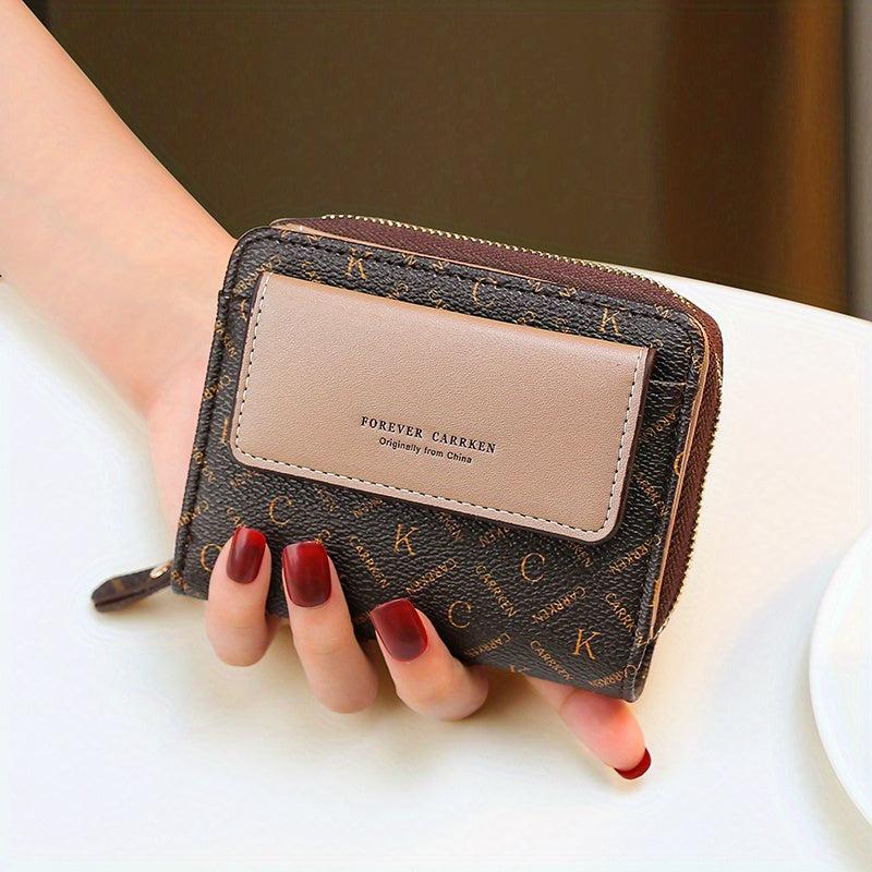Women's Letter Print Short Wallet Bifold Coin Purse with Card Slots