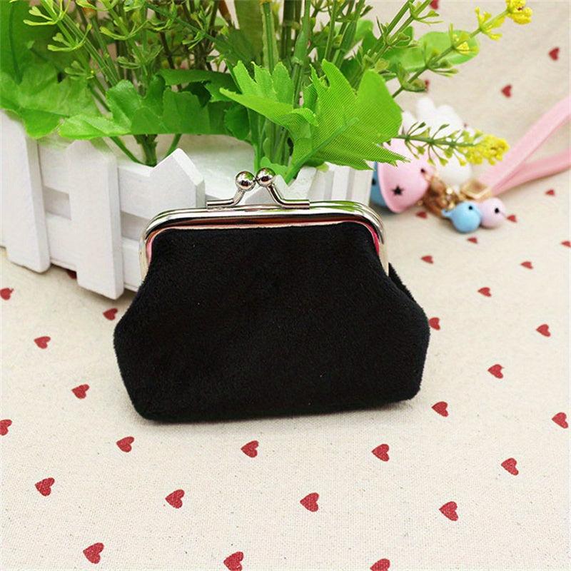 Plush Coin Purse Kiss Lock Clutch Purse All Match Storage Bag