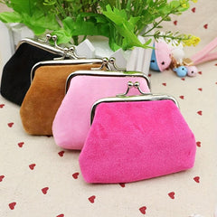 Plush Coin Purse Kiss Lock Clutch Purse All Match Storage Bag