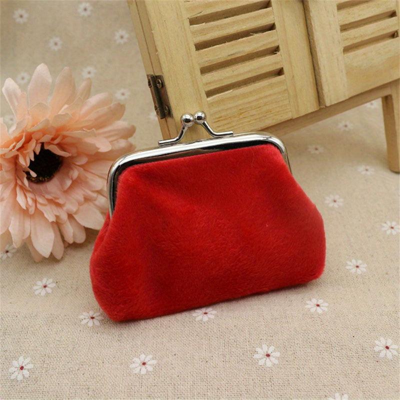 Plush Coin Purse Kiss Lock Clutch Purse All Match Storage Bag