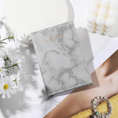 Marble Pattern Passport Case Women's Faux Leather Holder