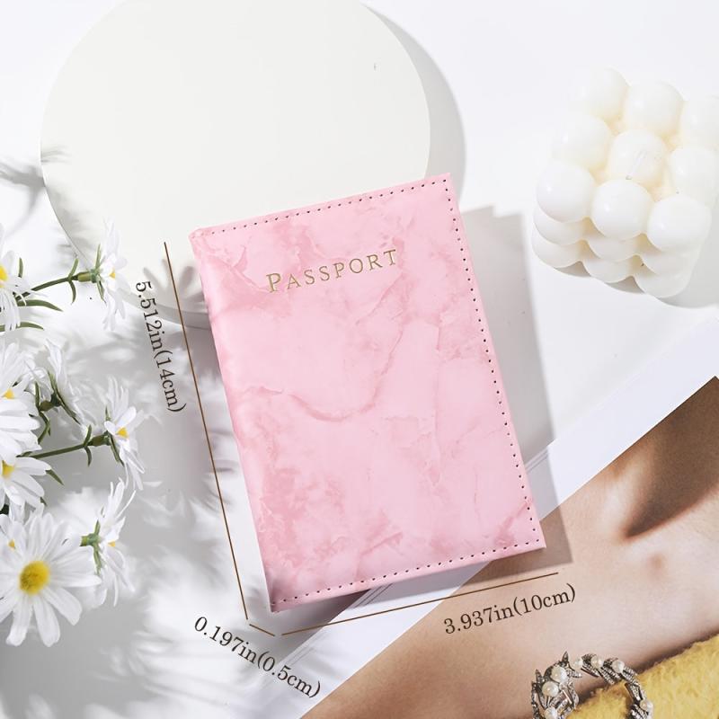 Marble Pattern Passport Case Women's Faux Leather Holder