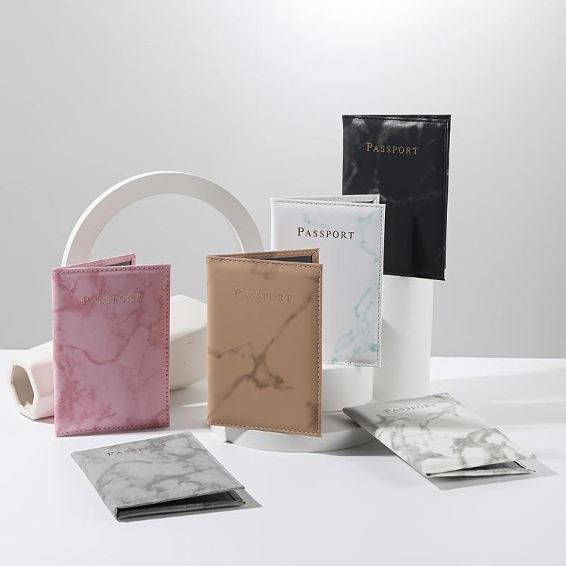 Marble Pattern Passport Case Women's Faux Leather Holder