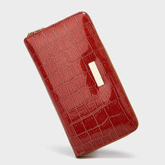 Crocodile Pattern Long Wallet Zip Around Faux Leather