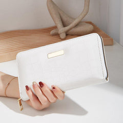 Crocodile Pattern Long Wallet Zip Around Faux Leather