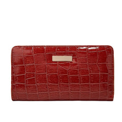 Crocodile Pattern Long Wallet Zip Around Faux Leather