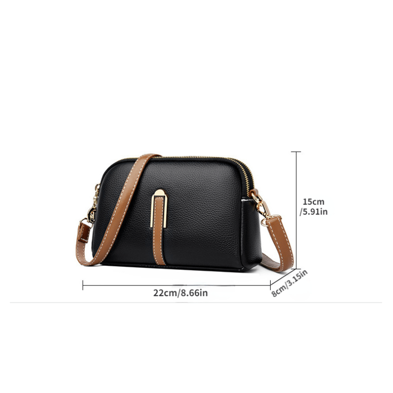 Double Zipper Wallet Faux Leather Crossbody Bag