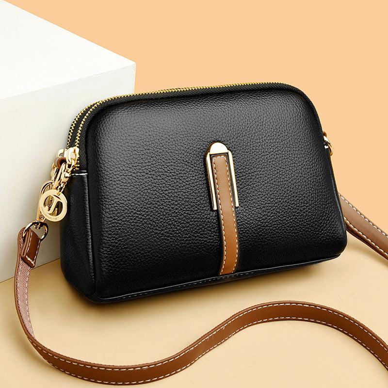 Double Zipper Wallet Faux Leather Crossbody Bag