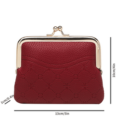 Embossed Coin Purse Solid Kiss Lock Clutch Walet Women's