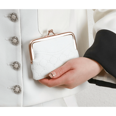 Embossed Coin Purse Solid Kiss Lock Clutch Walet Women's