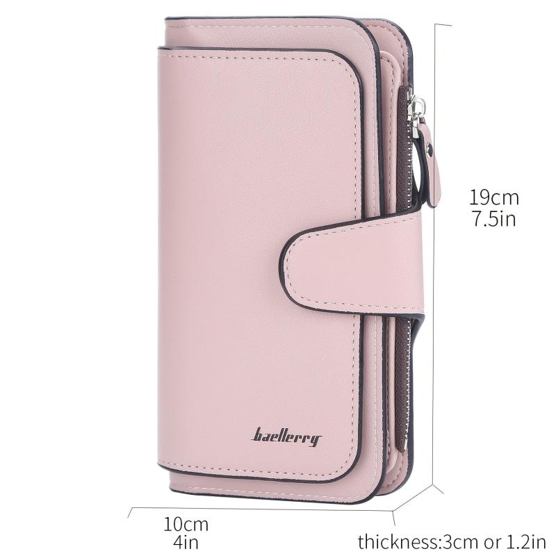 Large Capacity Long Wallet Faux Leather Coin Purse Zipper