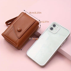 Solid Trifold Wallet Casual PU Leather Coin Purse With Zipper