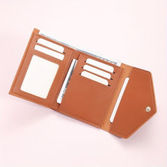 Classic Trifold Wallet Clutch Coin Purse with Metal Tree Button