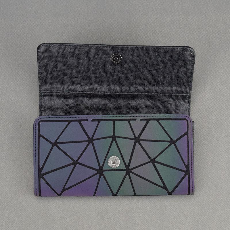 Geometric Rhombus Luminous Long Wallet Clutch Tri Fold Wallet