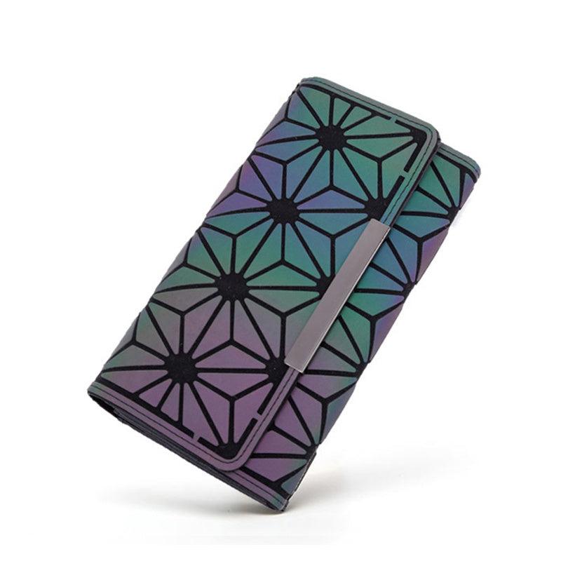 Geometric Rhombus Luminous Long Wallet Clutch Tri Fold Wallet