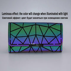 Geometric Rhombus Luminous Long Wallet Clutch Tri Fold Wallet