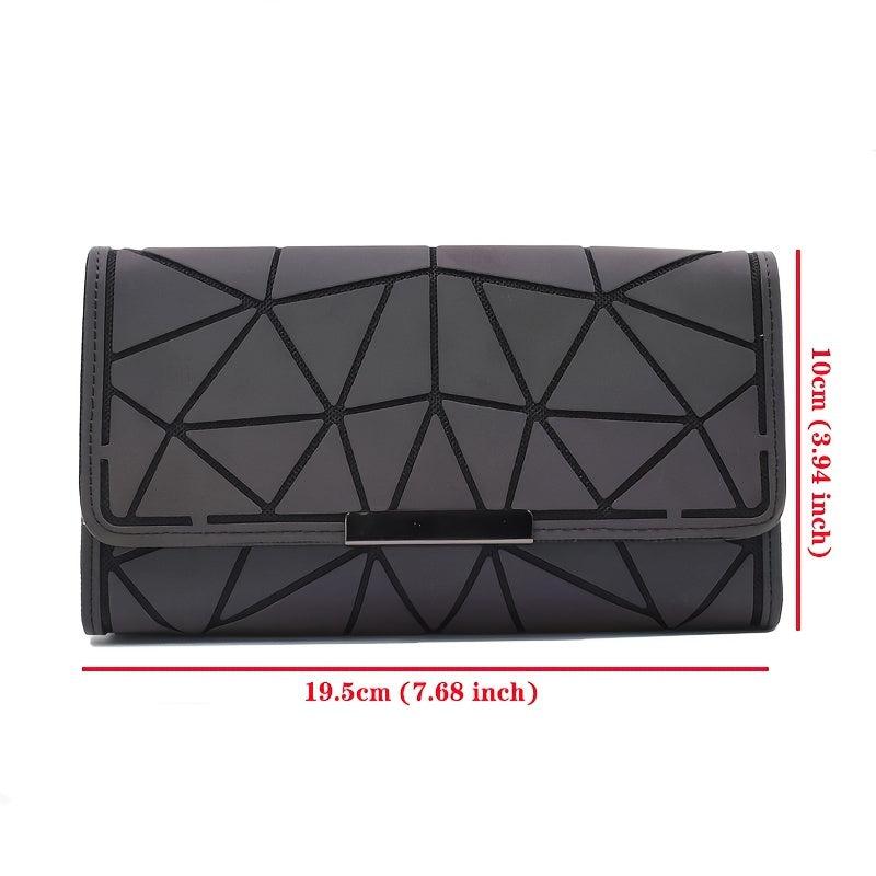 Geometric Rhombus Luminous Long Wallet Clutch Tri Fold Wallet