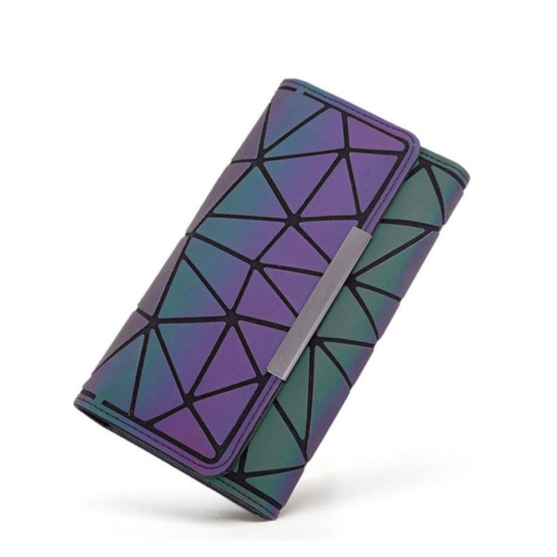 Geometric Rhombus Luminous Long Wallet Clutch Tri Fold Wallet