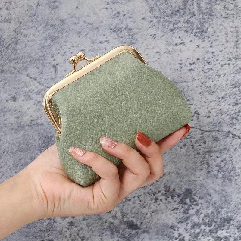 Minimalist Solid Coin Purse Kiss Lock Clutch Wallet