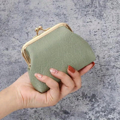 Minimalist Solid Coin Purse Kiss Lock Clutch Wallet