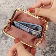 Minimalist Solid Coin Purse Kiss Lock Clutch Wallet