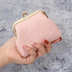 Minimalist Solid Coin Purse Kiss Lock Clutch Wallet