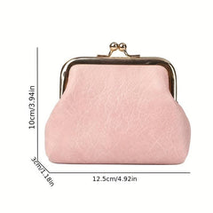 Minimalist Solid Coin Purse Kiss Lock Clutch Wallet