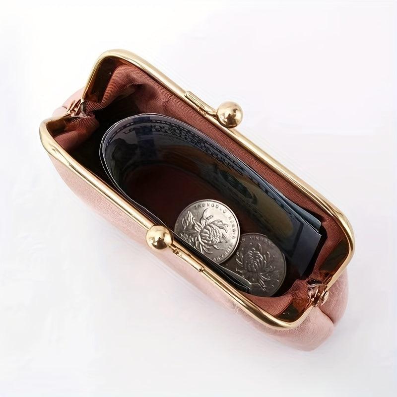 Minimalist Solid Coin Purse Kiss Lock Clutch Wallet