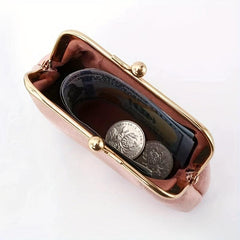Minimalist Solid Coin Purse Kiss Lock Clutch Wallet