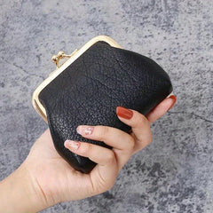 Minimalist Solid Coin Purse Kiss Lock Clutch Wallet