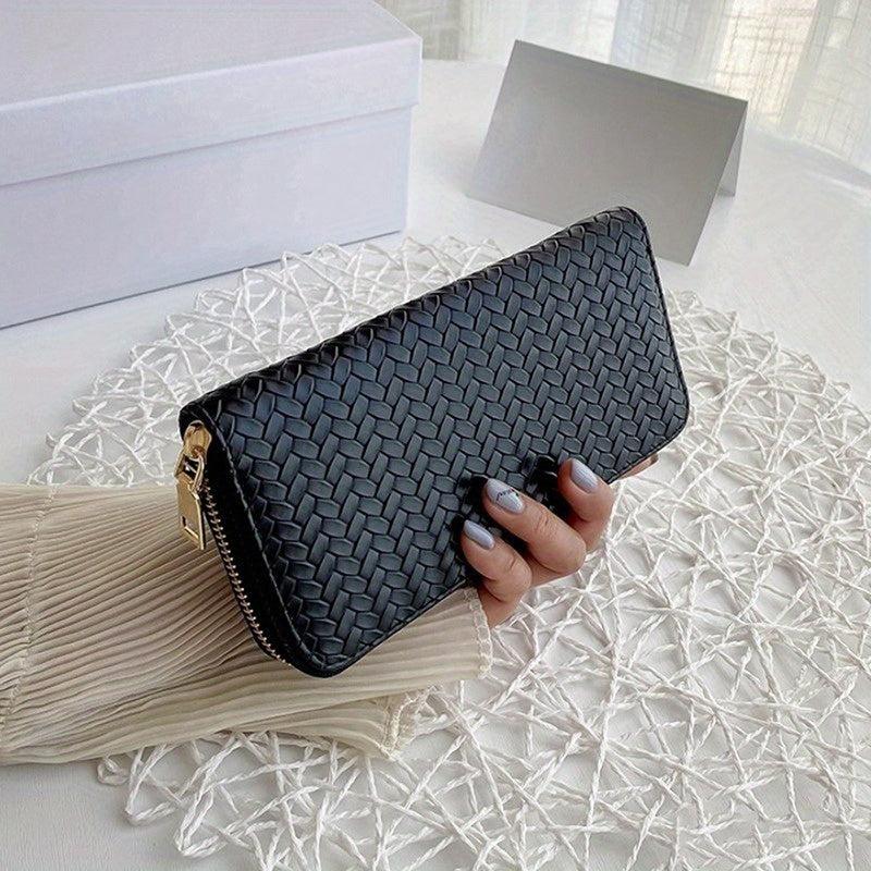 Women's Woven Long Wallet Clutch with Card Slots