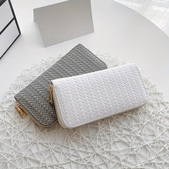 Women's Woven Long Wallet Clutch with Card Slots