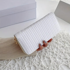 Women's Woven Long Wallet Clutch with Card Slots